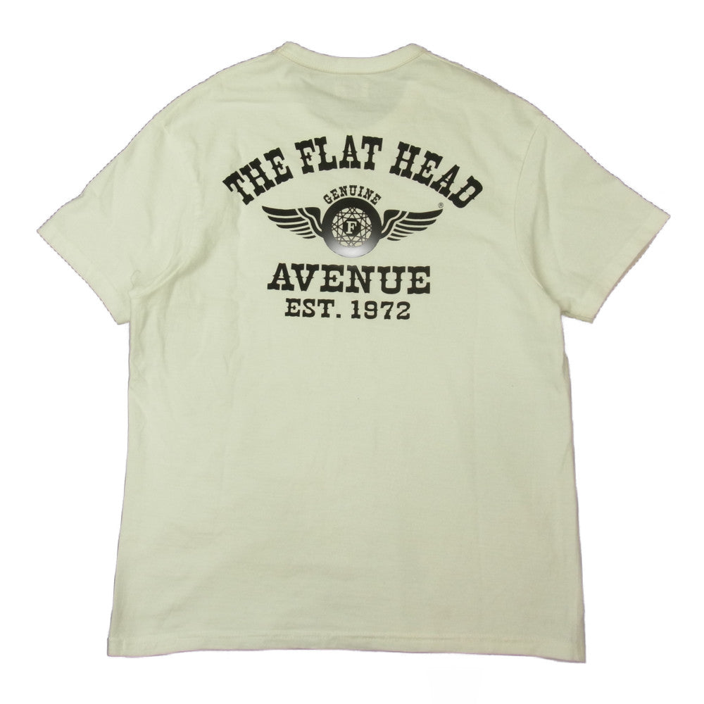 フラット ヘッド AVENUE別注 FH FLYING WHEEL S/S TEE SHITS プリント Tシャツ ホワイト ホワイト系 40【中古】