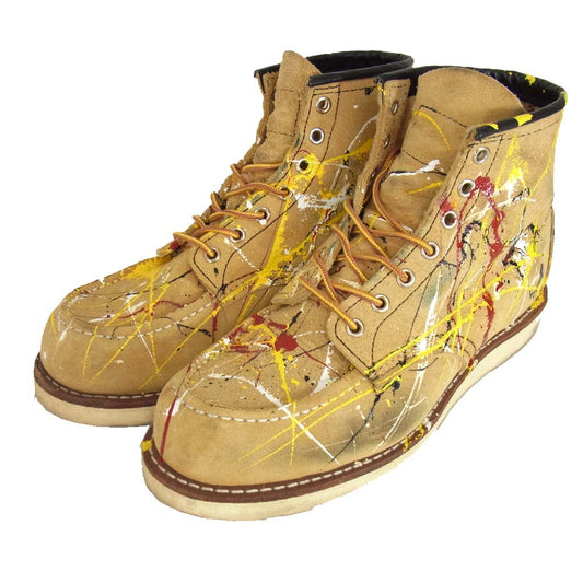 RED WING レッドウィング 8173  IRISH SETTER IS FLAGS アイリッシュセッター フラッグス 四角犬タグ モックトゥ ブーツ ベージュ系 8 1/2E【中古】