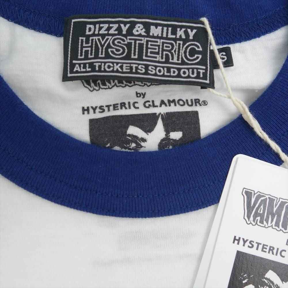 HYSTERIC GLAMOUR ヒステリックグラマー 22SS 02222CT02 VAMPIRELLA HYSTERIC ISSUE ヴァンピレラ ガールプリント 半袖 リンガー Tシャツ ホワイト系 S【美品】【中古】