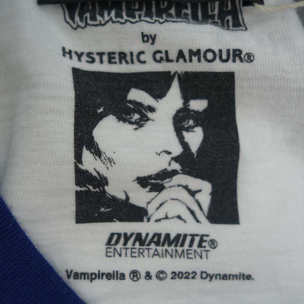 HYSTERIC GLAMOUR ヒステリックグラマー 22SS 02222CT02 VAMPIRELLA HYSTERIC ISSUE ヴァンピレラ ガールプリント 半袖 リンガー Tシャツ ホワイト系 S【美品】【中古】