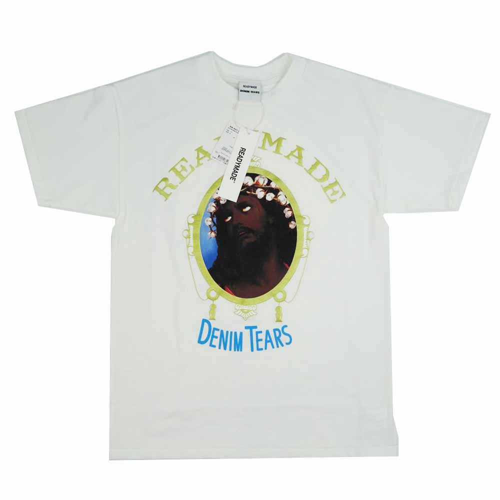 READY MADE レディメイド 22SS × DENIM TEARS 22SS COTTON WREATH T-SHIRT TEE デニム ティアーズ プリントTシャツ  ホワイト系 S【新古品】【未使用】【中古】