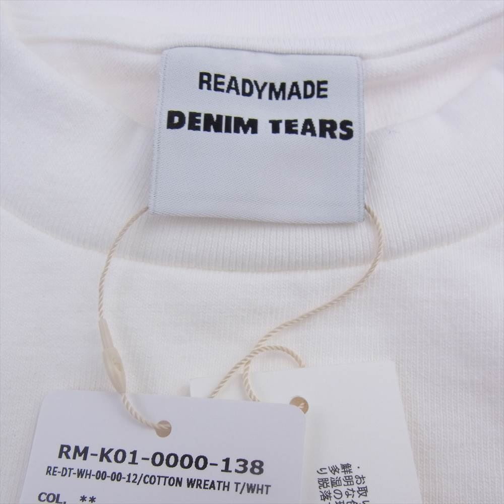READY MADE レディメイド 22SS × DENIM TEARS 22SS COTTON WREATH T-SHIRT TEE デニム ティアーズ プリントTシャツ  ホワイト系 S【新古品】【未使用】【中古】