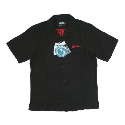 HYSTERIC GLAMOUR ヒステリックグラマー 22SS 02222AH04 VAMPIRELLA 刺繍 オープンカラー レーヨン ボウリング シャツ ブラック系 S【美品】【中古】