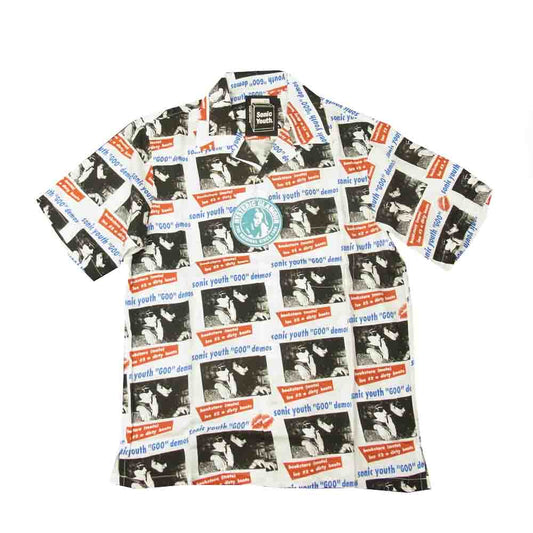 HYSTERIC GLAMOUR ヒステリックグラマー 22SS 02221AH06 SONIC YOUTH GOO DEMOS柄 ソニック ユース オープン カラー シャツ ホワイト系 S【新古品】【未使用】【中古】