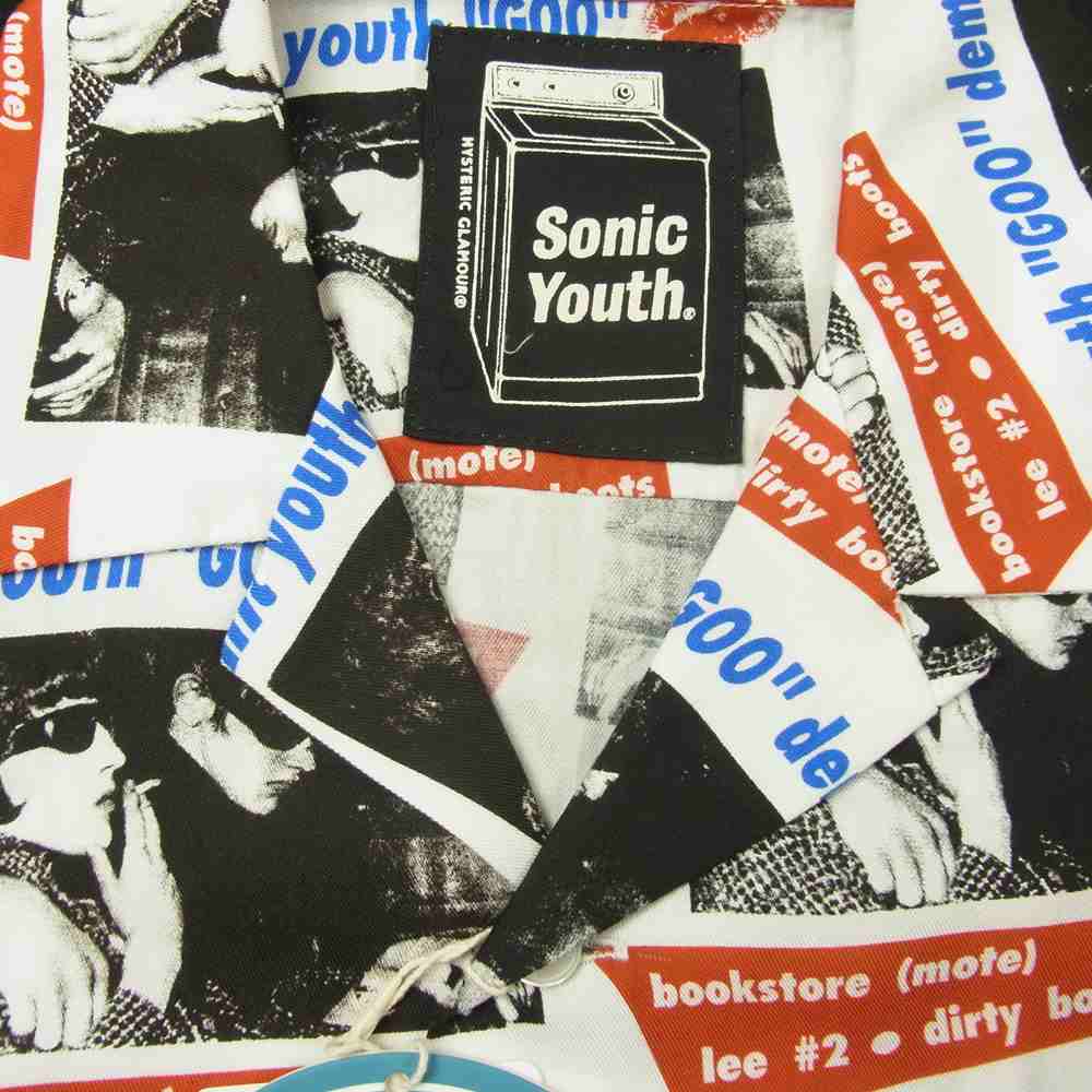 HYSTERIC GLAMOUR ヒステリックグラマー 22SS 02221AH06 SONIC YOUTH GOO DEMOS柄 ソニック ユース オープン カラー シャツ ホワイト系 S【新古品】【未使用】【中古】