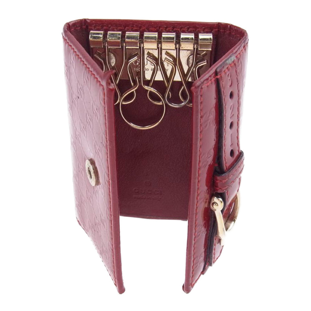 GUCCI グッチ 309759 AV13G 6227 マイクログッチシマ ベルト 6連 キーケース レッド系【中古】