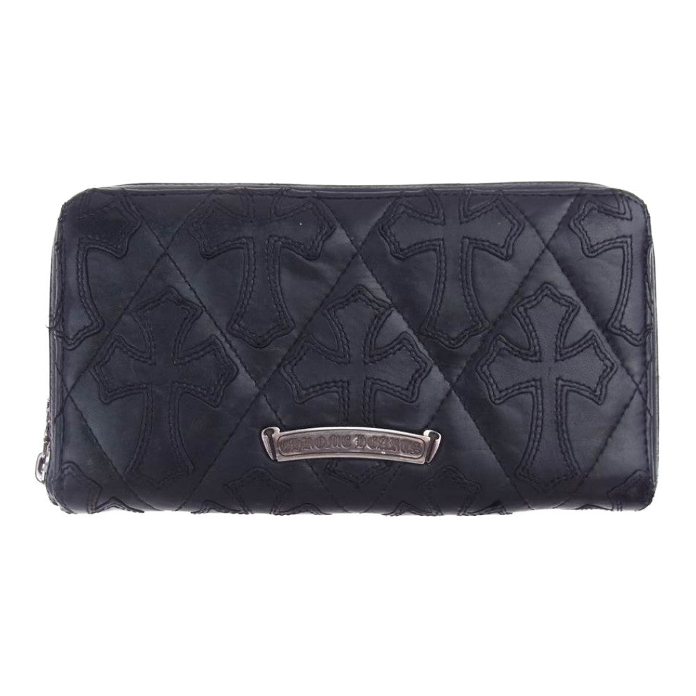 CHROME HEARTS クロムハーツ（原本無） REC F ZIP QUILTED セメタリークロス キルティング ウォレット ブラック系【中古】