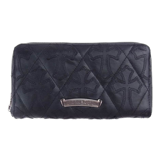 CHROME HEARTS クロムハーツ（原本無） REC F ZIP QUILTED セメタリークロス キルティング ウォレット ブラック系【中古】