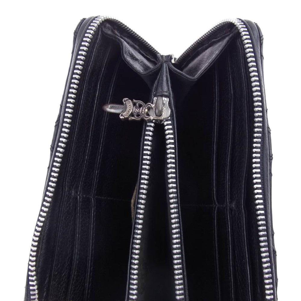 CHROME HEARTS クロムハーツ（原本無） REC F ZIP QUILTED セメタリークロス キルティング ウォレット ブラック系【中古】