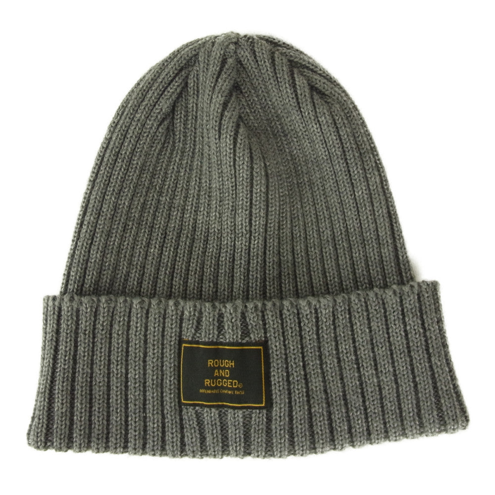 ROUGH and RUGGED ラフアンドラゲッド ロゴワッペン ウール リブ ニット帽 グレー系【中古】