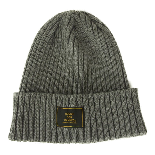 ROUGH and RUGGED ラフアンドラゲッド ロゴワッペン ウール リブ ニット帽 グレー系【中古】