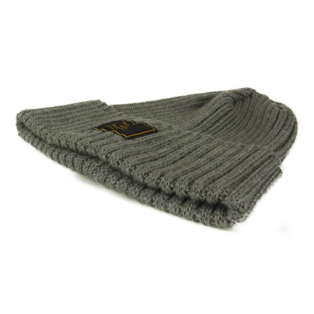 ROUGH and RUGGED ラフアンドラゲッド ロゴワッペン ウール リブ ニット帽 グレー系【中古】