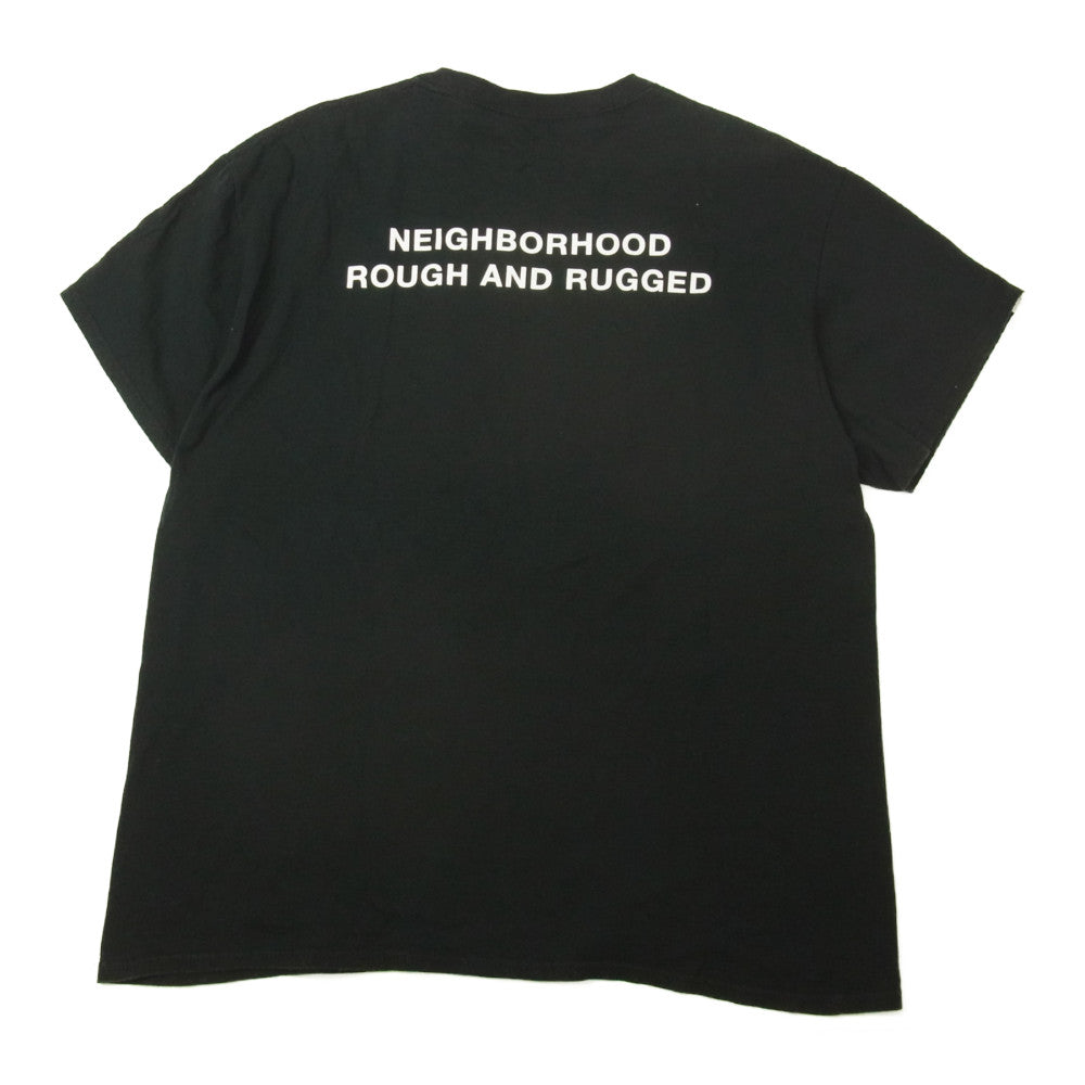 NEIGHBORHOOD ネイバーフッド × ROUGH AND RUGGED ラフアンドラゲッド NBHD×RARDC CT01 JOINT WORK HENRY HAUZ オープン記念 ロゴプリント 半袖 Tシャツ ブラック系 L【中古】