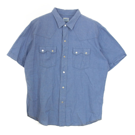 TENDERLOIN テンダーロイン 本店限定 T-CHAMBRAY WESTERN SHT S/S シャンブレー ウエスタン 半袖シャツ  ブルー系 M【中古】