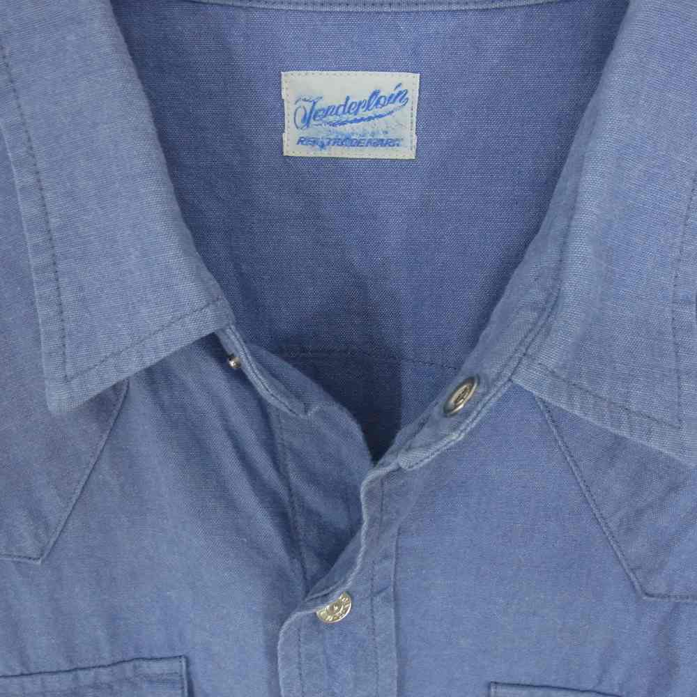 TENDERLOIN テンダーロイン 本店限定 T-CHAMBRAY WESTERN SHT S/S シャンブレー ウエスタン 半袖シャツ  ブルー系 M【中古】
