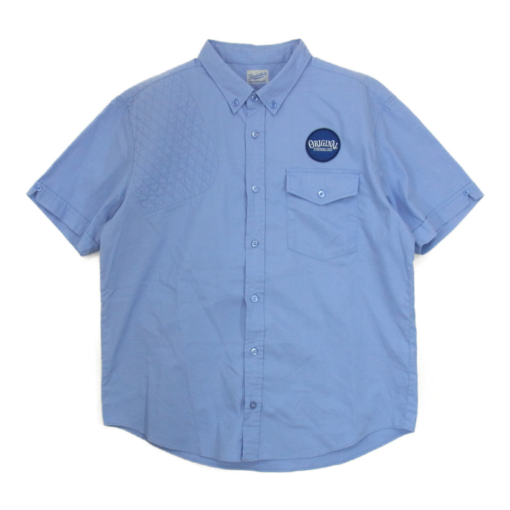 TENDERLOIN テンダーロイン T-WORK SHT S/S ガンパッチキルティング ワッペン ボタンダウン ワーク 半袖 シャツ ライトブルー系 M【中古】