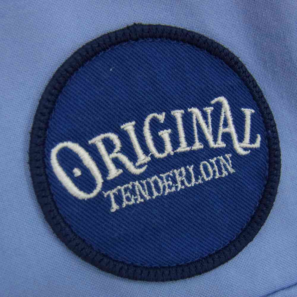 TENDERLOIN テンダーロイン T-WORK SHT S/S ガンパッチキルティング ワッペン ボタンダウン ワーク 半袖 シャツ ライトブルー系 M【中古】