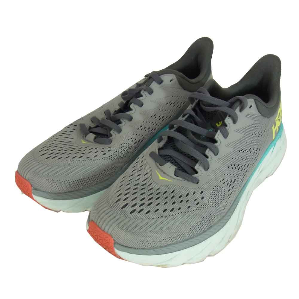 HOKA ONE ONE ホカ オネオネ M CLIFTON 7 クリフトン ７ スニーカー ランニングシューズ グレー系 25.5cm【中古】