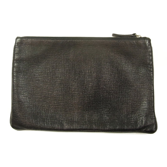 JIL SANDER ジルサンダー イタリア製 レザー ジップ クラッチバッグ ブラック系【中古】