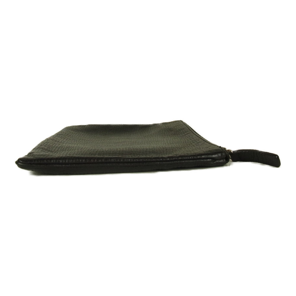 JIL SANDER ジルサンダー イタリア製 レザー ジップ クラッチバッグ ブラック系【中古】