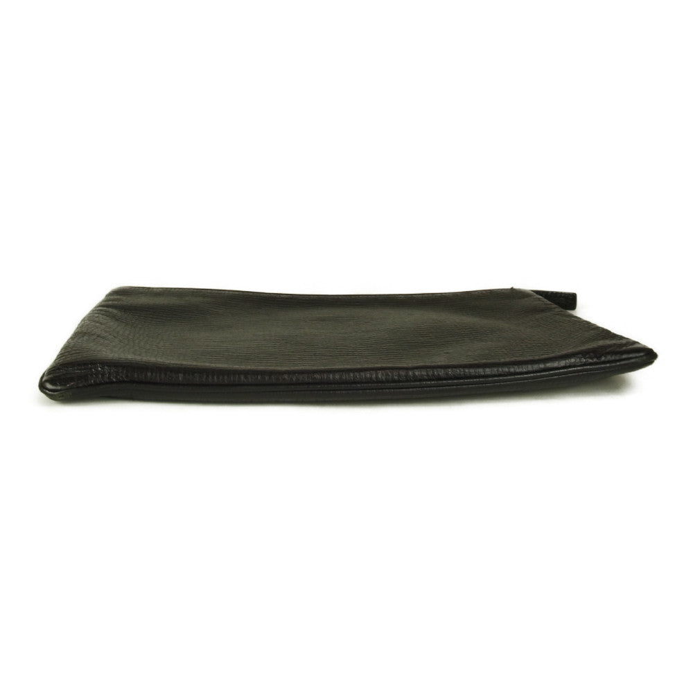 JIL SANDER ジルサンダー イタリア製 レザー ジップ クラッチバッグ ブラック系【中古】