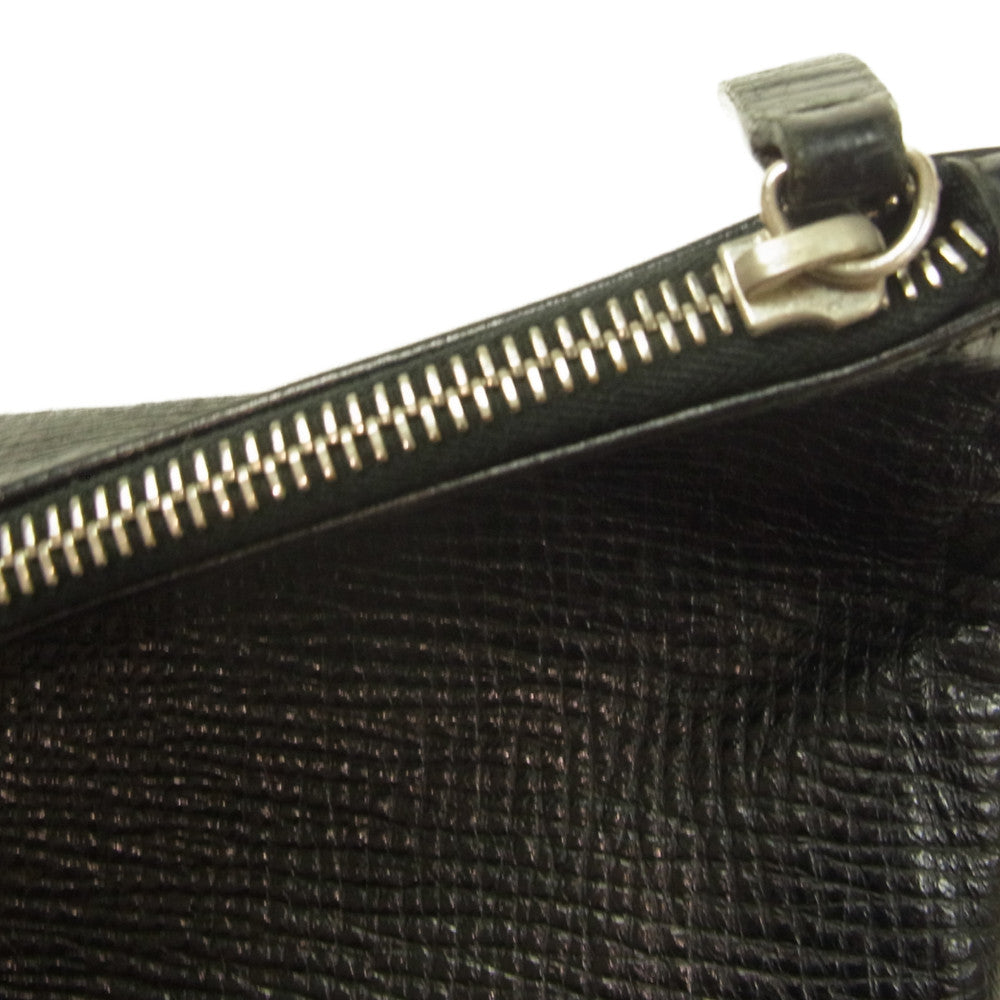 JIL SANDER ジルサンダー イタリア製 レザー ジップ クラッチバッグ ブラック系【中古】