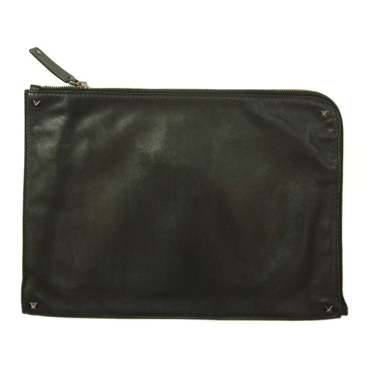 VALENTINO ヴァレンティノ GARAVANI ガラヴァーニ スタッズ クラッチバッグ  ブラック系【中古】