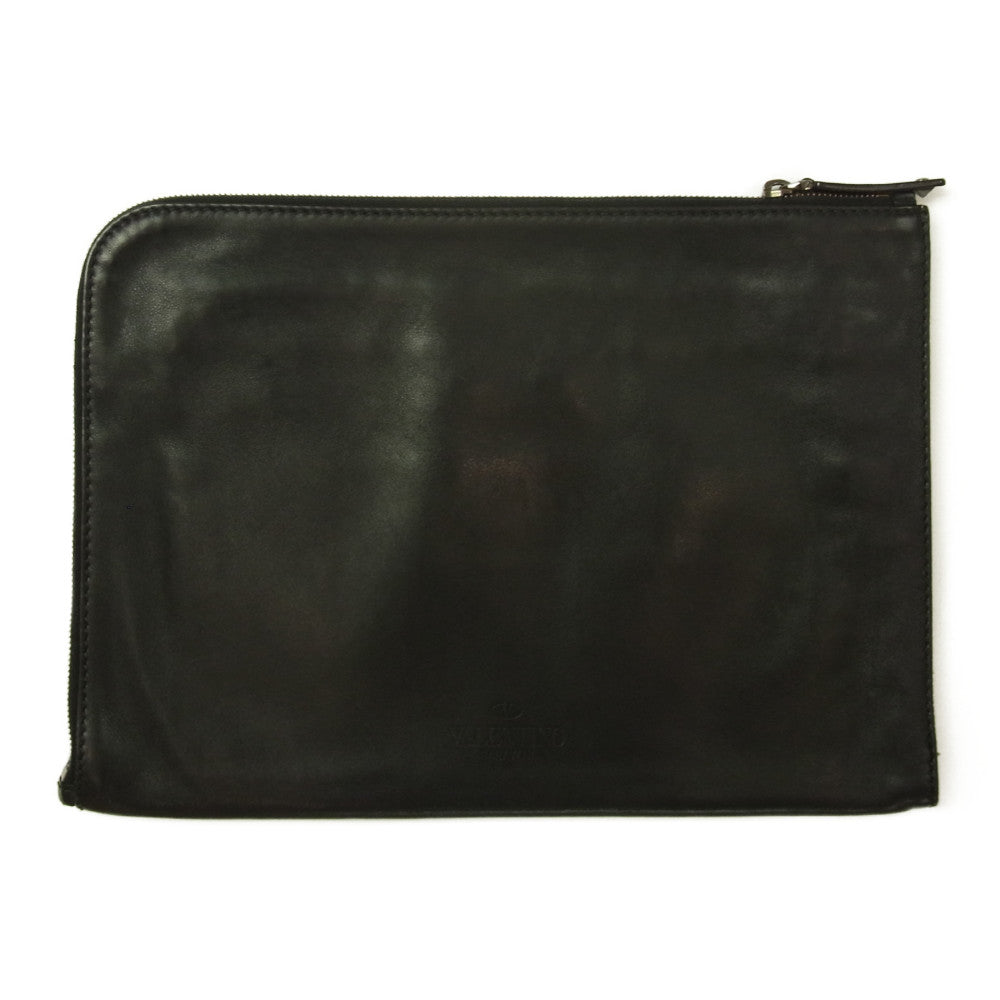 VALENTINO ヴァレンティノ GARAVANI ガラヴァーニ スタッズ クラッチバッグ  ブラック系【中古】