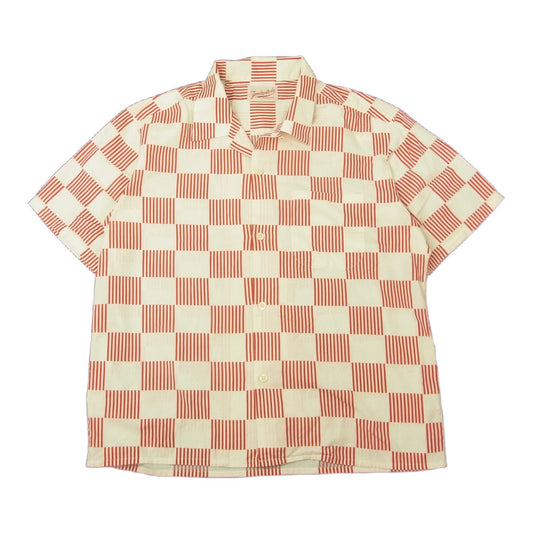 TENDERLOIN テンダーロイン T-CHECK SHT C S/S ストライプ ブロック チェック 半袖 シャツ ホワイト系 レッド系 M【中古】