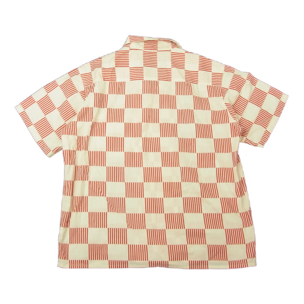 TENDERLOIN テンダーロイン T-CHECK SHT C S/S ストライプ ブロック チェック 半袖 シャツ ホワイト系 レッド系 M【中古】