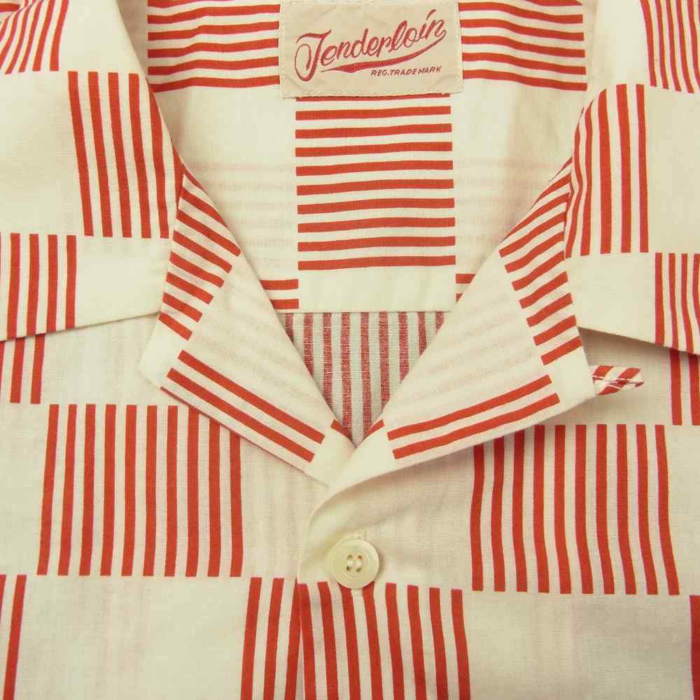 TENDERLOIN テンダーロイン T-CHECK SHT C S/S ストライプ ブロック チェック 半袖 シャツ ホワイト系 レッド系 M【中古】