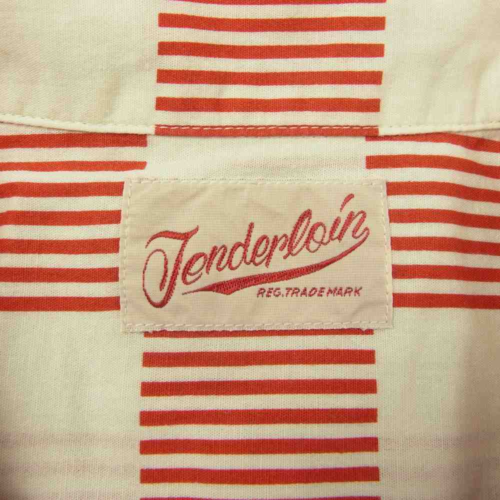 TENDERLOIN テンダーロイン T-CHECK SHT C S/S ストライプ ブロック チェック 半袖 シャツ ホワイト系 レッド系 M【中古】