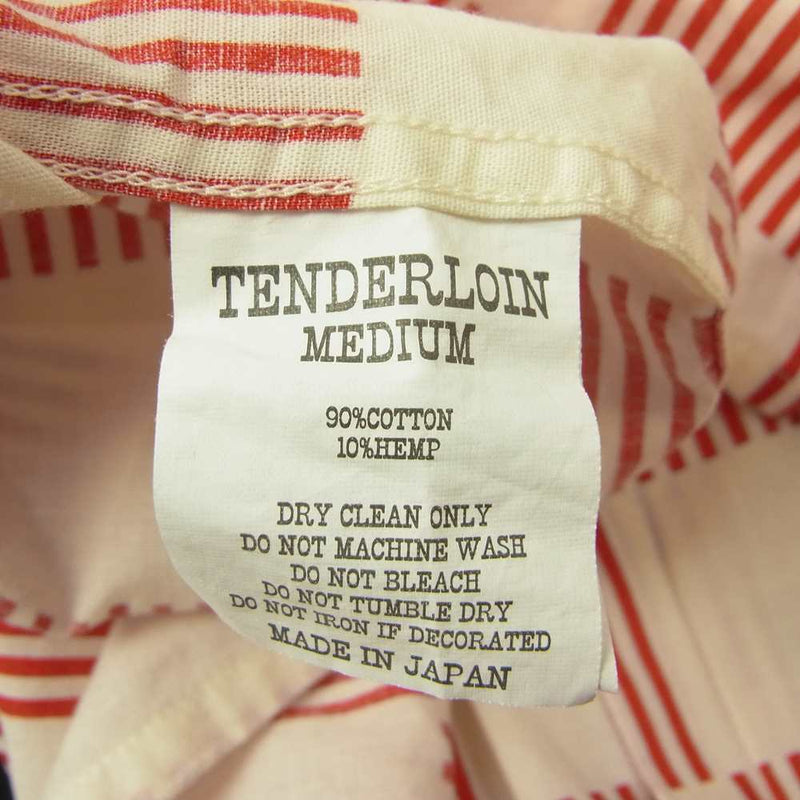 TENDERLOIN テンダーロイン T-CHECK SHT C S/S ストライプ ブロック チェック 半袖 シャツ ホワイト系 レッド系 M【中古】