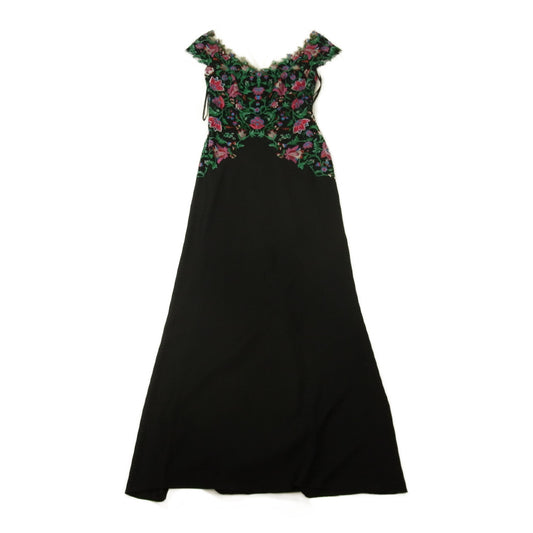 タダシショージ BDB18443L HOLLY FLORAL EMBROIDERED GOWN ホリーフローラル エンブロイダリー ロング ドレス ブラック系 6【中古】
