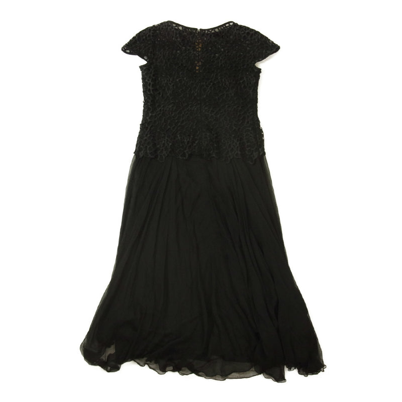 タダシショージ AGP1380MD GUIPURE LACE AND CHIFFON DRESS ギピュールレース シルク シフォン ロング ドレス ブラック系 6【中古】