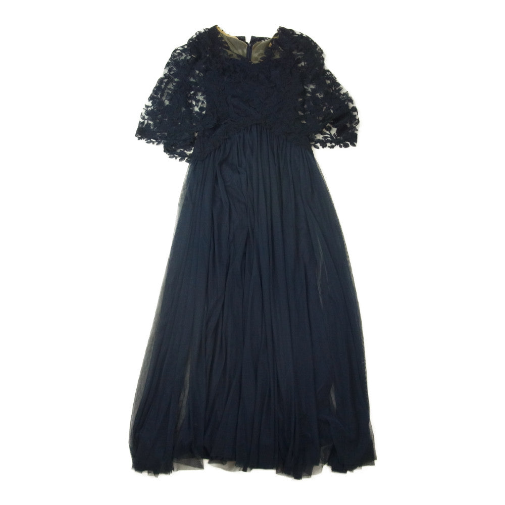 タダシショージ BDH18390L COVE TULLE GOWN レースイルージョン  チュール ロング ドレス ネイビー系 4【中古】