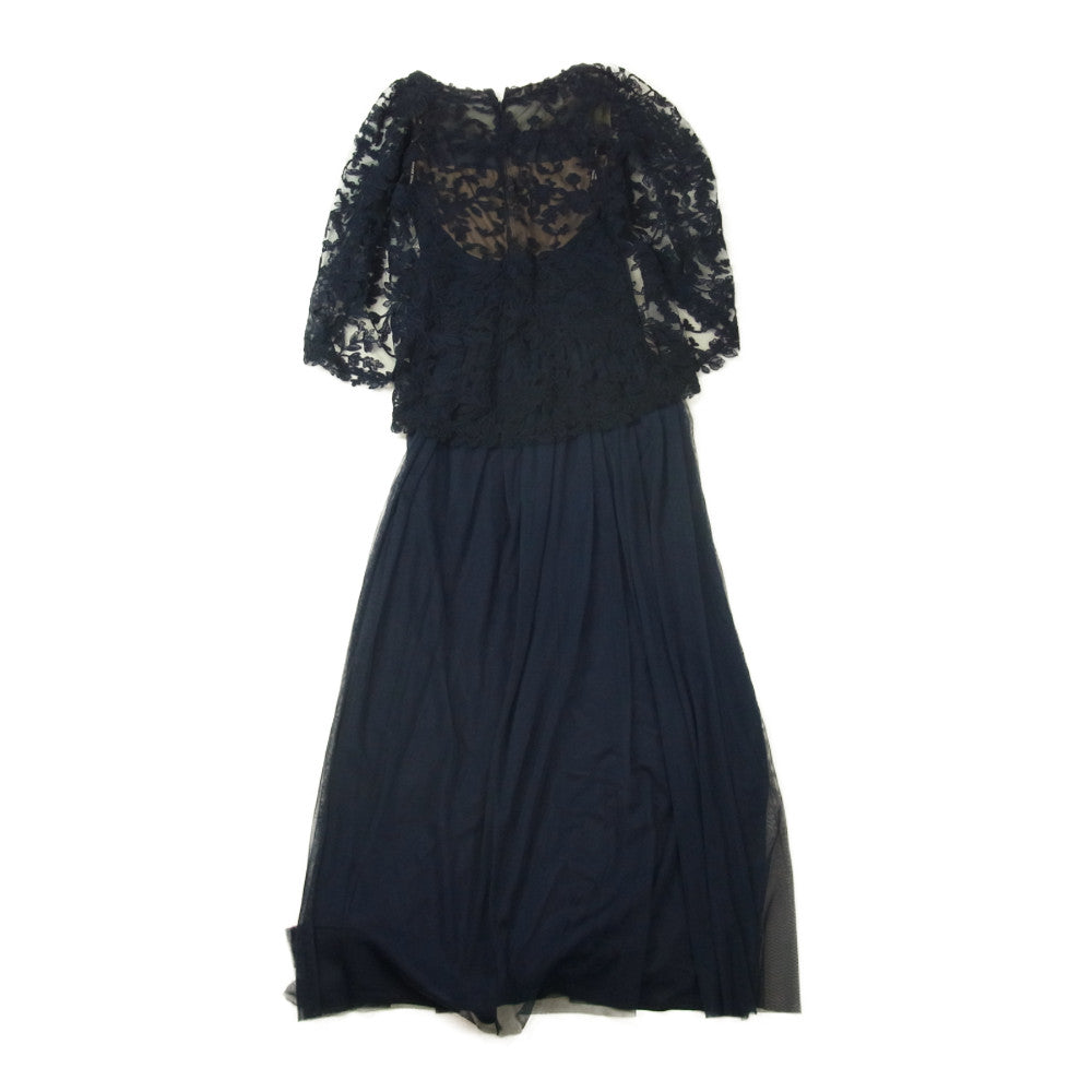 タダシショージ BDH18390L COVE TULLE GOWN レースイルージョン  チュール ロング ドレス ネイビー系 4【中古】