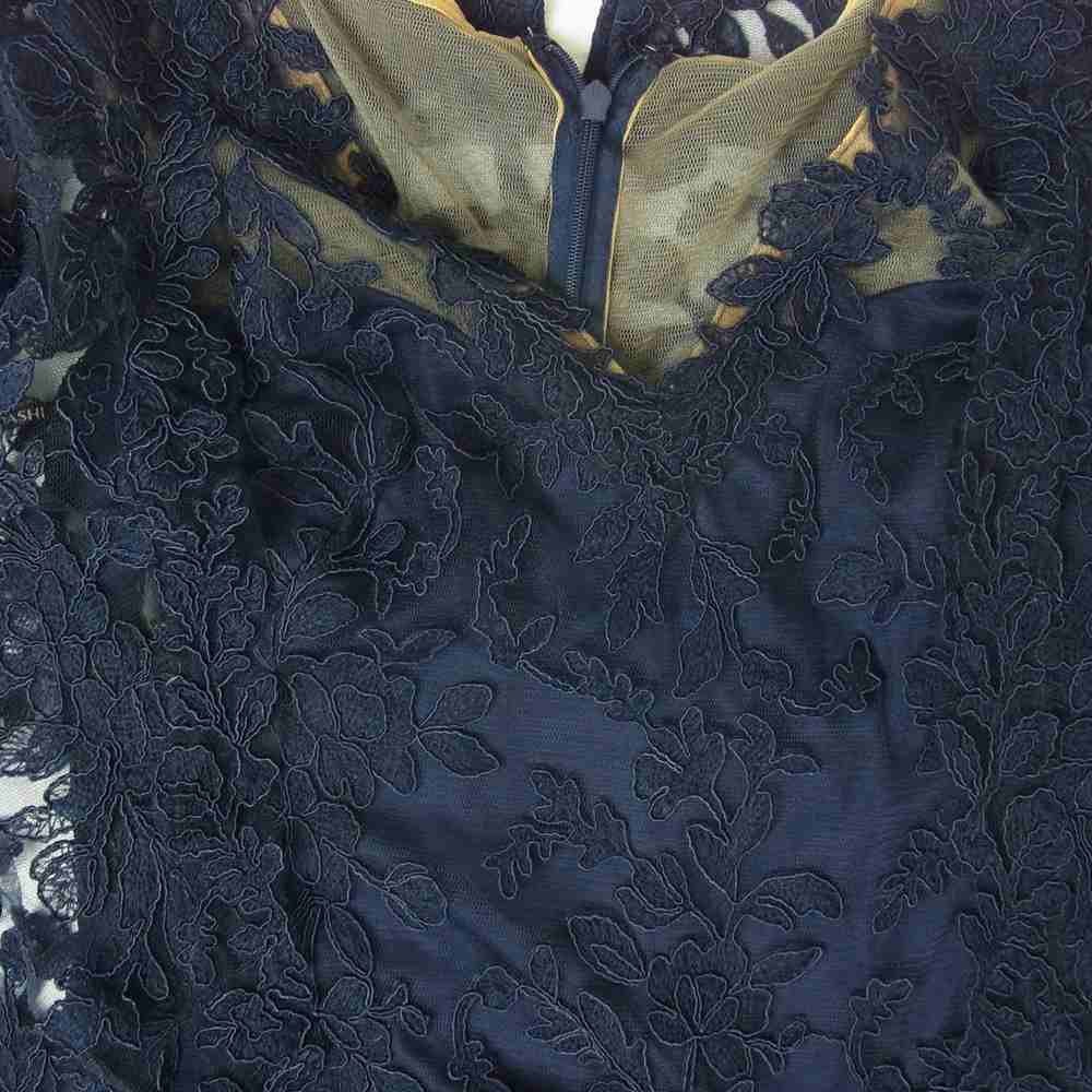 タダシショージ BDH18390L COVE TULLE GOWN レースイルージョン  チュール ロング ドレス ネイビー系 4【中古】