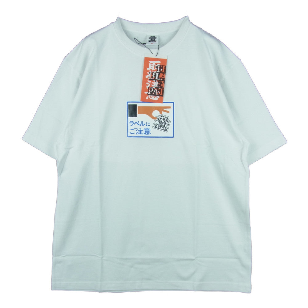 ブラックアイパッチ 21SS BEPSS21TE06 LABEL CAUTION TEE ラベル プリント 半袖 Tシャツ ホワイト系 M【新古品】【未使用】【中古】