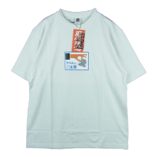 ブラックアイパッチ 21SS BEPSS21TE06 LABEL CAUTION TEE ラベル プリント 半袖 Tシャツ ホワイト系 M【新古品】【未使用】【中古】