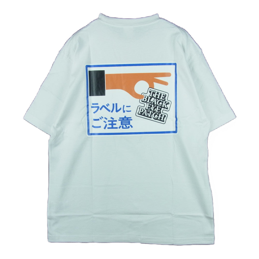 ブラックアイパッチ 21SS BEPSS21TE06 LABEL CAUTION TEE ラベル プリント 半袖 Tシャツ ホワイト系 M【新古品】【未使用】【中古】