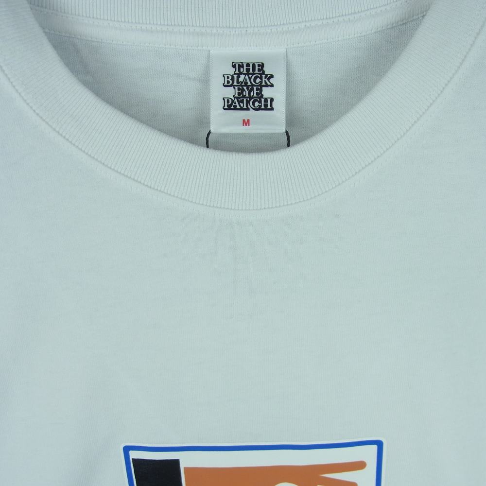 ブラックアイパッチ 21SS BEPSS21TE06 LABEL CAUTION TEE ラベル プリント 半袖 Tシャツ ホワイト系 M【新古品】【未使用】【中古】