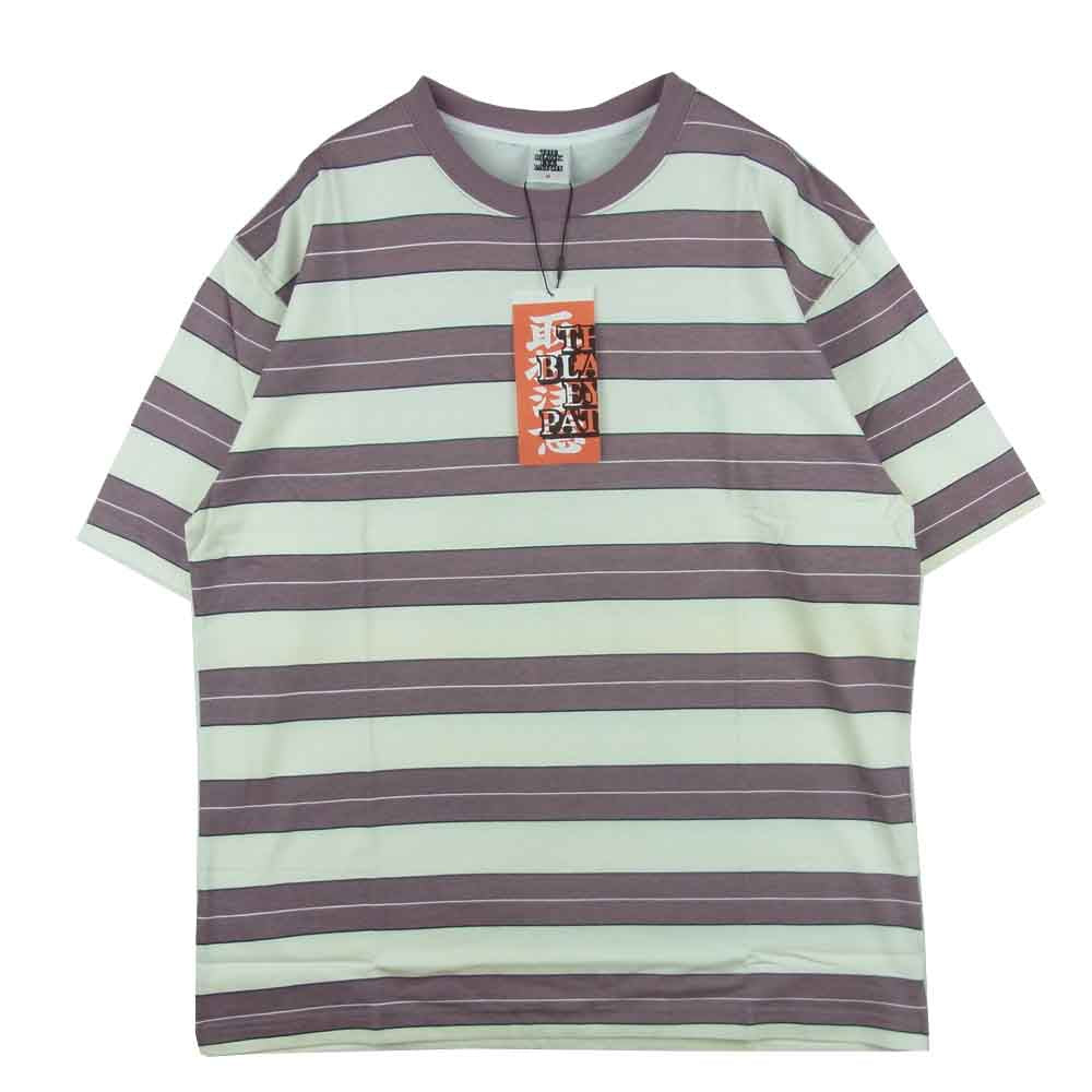 ブラックアイパッチ 21SS BEPSS21TE17 ROYAL LOGO BORDERED TEE ロイヤルロゴ ボーダー 半袖 Tシャツ パープル系 アイボリー系 M【新古品】【未使用】【中古】