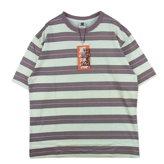 ブラックアイパッチ 21SS BEPSS21TE17 ROYAL LOGO BORDERED TEE ロイヤルロゴ ボーダー 半袖 Tシャツ パープル系 アイボリー系 M【新古品】【未使用】【中古】