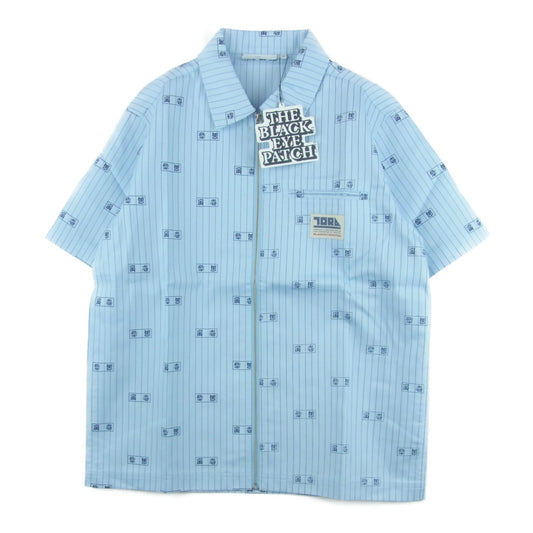ブラックアイパッチ 21SS BEPSS21TP20 TRAICHI ZIP WORK SHIRT 寅壱 半袖 ワーク シャツ ライトブルー系 M【新古品】【未使用】【中古】