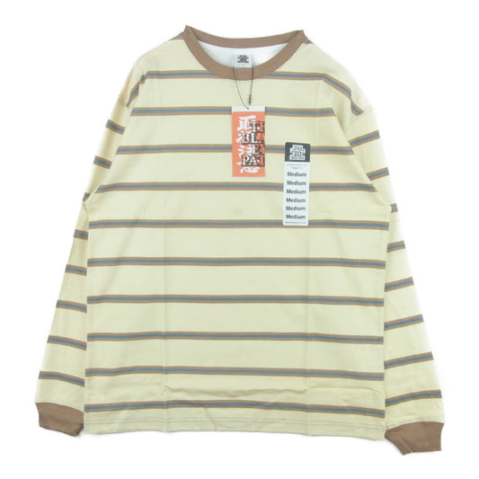 ブラックアイパッチ 21SS BEPSS21TE08 Label Bordered Long-Sleeve Tee ボーダー 長袖 Tシャツ ベージュ系 M【新古品】【未使用】【中古】