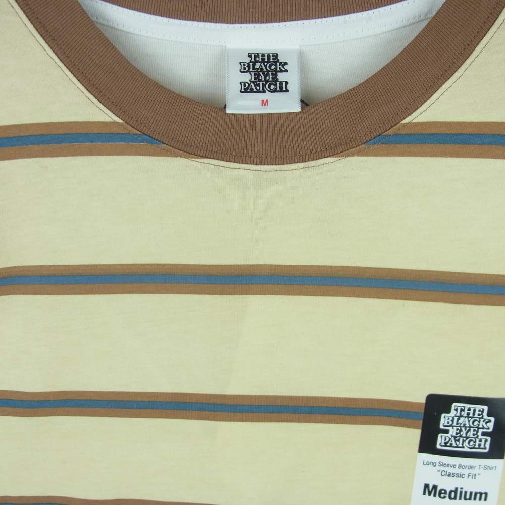 ブラックアイパッチ 21SS BEPSS21TE08 Label Bordered Long-Sleeve Tee ボーダー 長袖 Tシャツ ベージュ系 M【新古品】【未使用】【中古】