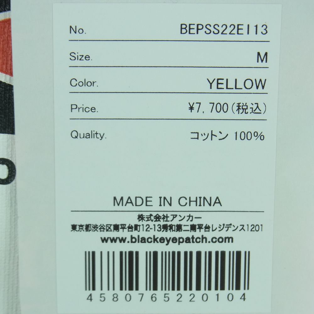 ブラックアイパッチ 22SS BEPSS22EI13 DANGER HOT LABEL TEE デンジャー ホット ラベル 半袖 Tシャツ イエロー系 M【新古品】【未使用】【中古】
