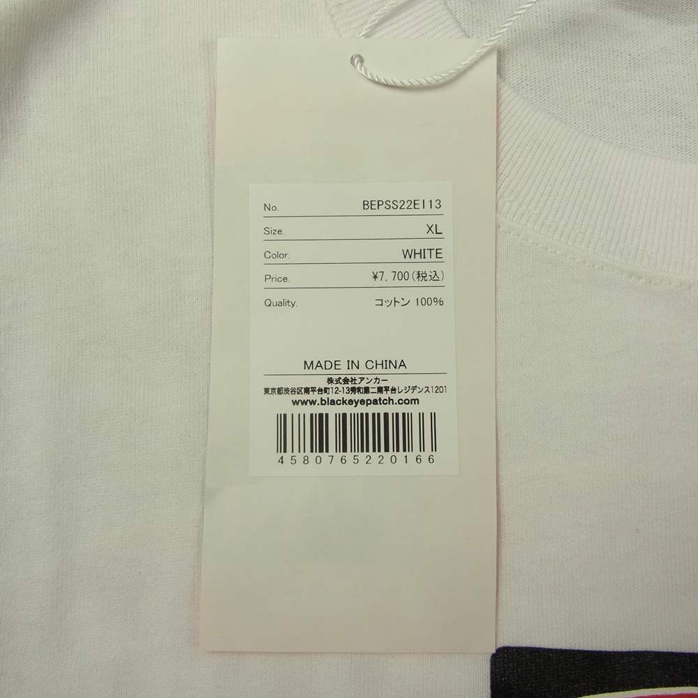 ブラックアイパッチ 22SS BEPSS22EI13 DANGER HOT LABEL TEE デンジャー ホット ラベル Tシャツ ホワイト ホワイト系 XL【新古品】【未使用】【中古】