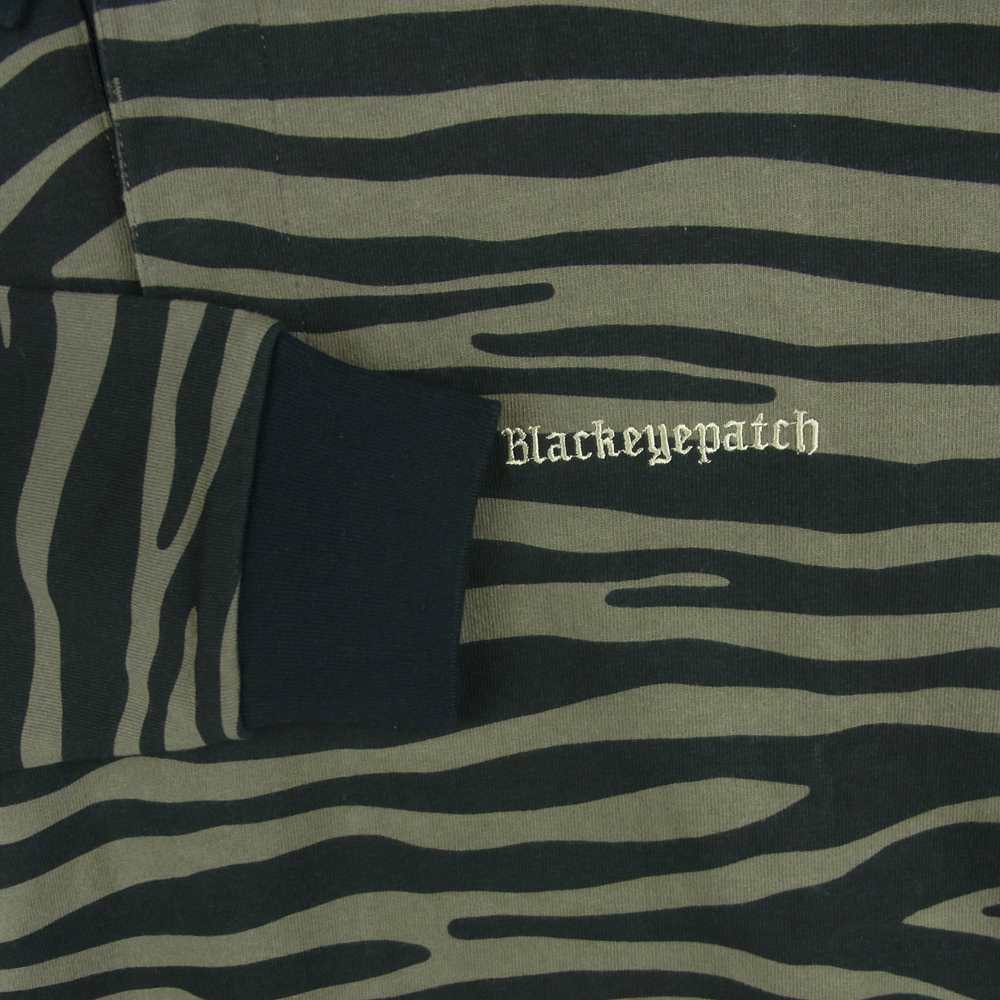 ブラックアイパッチ 21AW BEPFW21TP10 ZEBRA STRIPED RUGBY SHIRT ゼブラ ストライプ 長袖 シャツ ブラック系 オリーブ系 L【新古品】【未使用】【中古】